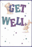Radiating warmth and playful cheer, this illustrated get well card brings a smile worthy of Camden's creative lanes. The artwork springs to life as an endearing bear and an exuberant puppy embrace the oversized, vibrant lettering spelling 'Get Well.' The hues of indigo and teal in the text pop against a soft, luminescent background, while twinkling stars in shades of blue and purple add a sense of hopeful wonder. The soft, fuzzy details on the characters' fur seem almost real, calling to mind the subtleties of fresh petals in a hand-tied bouquet. This card is more than a note-it's an emotional offering, perfect for sending comfort and encouragement to neighbours or friends recuperating anywhere from bustling Camden Market to a hidden garden just off Chalk Farm Road. Each element is imbued with the thoughtful touch and local spirit so cherished by the community.